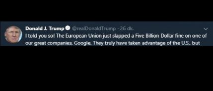 Trump: Ab Google Cezası Üzerinden Abd'den Faydalanıyor