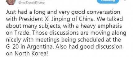 Trump: Çin Cumhurbaşkanı ile çok iyi bir görüşme gerçekleştirdik